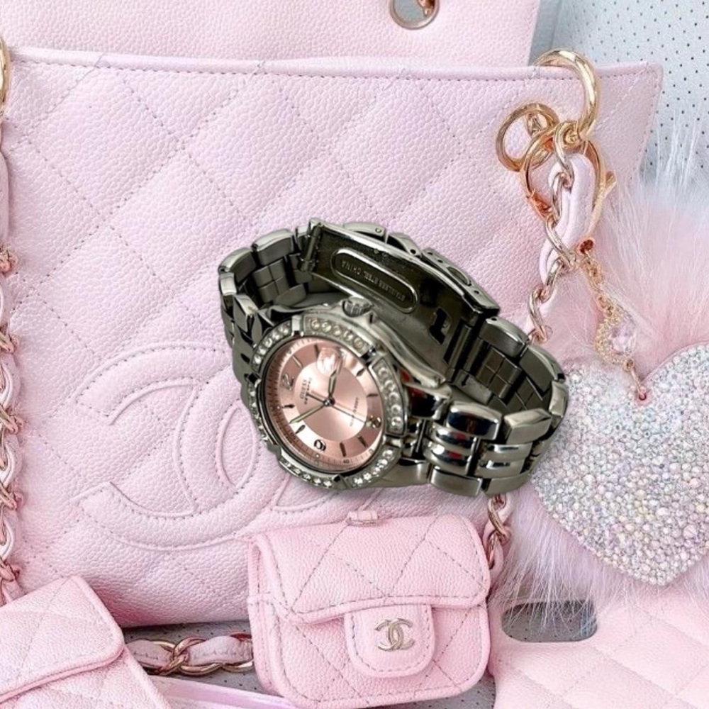 Guess Silver and Pink Watch